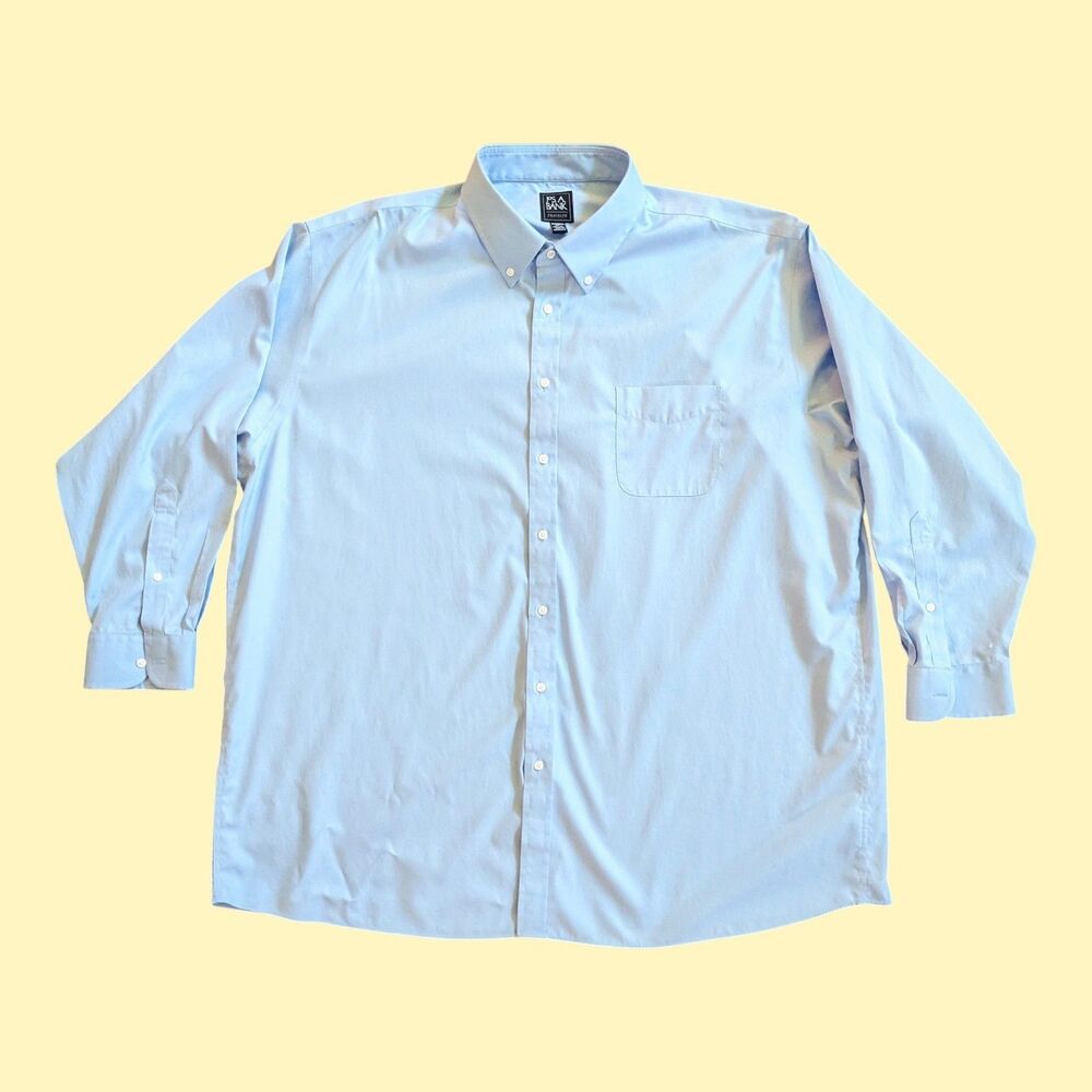 Jos. A. Bank Men's Traveler Dress Shirt 18 1/2-34 Blue Traditional Fit Cotton
